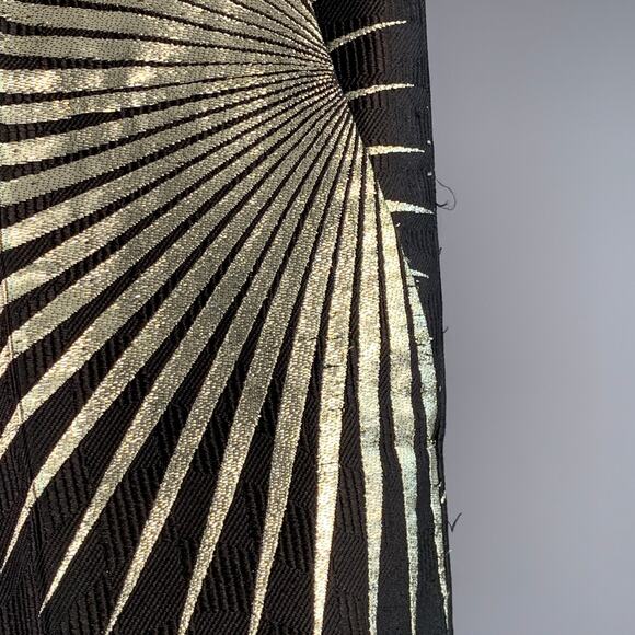 Size 32 Black Gold Jacquard Silk Blend Sunburst Cropped Casual Pants - Picture 4 of 13